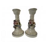 Designspirations Ceramic Floral Candlestick Pair