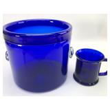 Cobalt Blue Glass Bucket & Mug Set