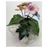 Porcelain Frog With Enamel Flowers