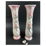12ï¿½ Pink Iridescent Ceramic Vases