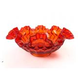 Fenton Amberina Ruffled Glass Bowl