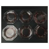 6 Pink Depression Glass Plates