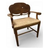 Wooden Vanity Chair With Upholstered Seat