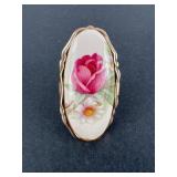 Gold-Tone Floral Lipstick Holder With Mirror