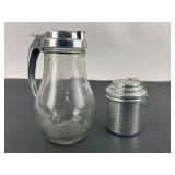 Libbey Glass Syrup Pitcher & Metal Tea Infuser