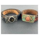 Two Leather Belts With Buckles