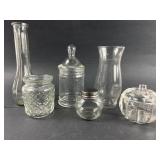 6- Clear Glass Decor & Containers Assortment