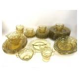 Amber Depression Glass Dinnerware Set