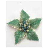 Vtg Liz Claiborne Enamel Leaf Pin 2.25 Diameter
