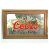 Coors Beer Mirror With Wood Frame