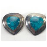 Sterling Silver & Turquoise Clip-On Earrings