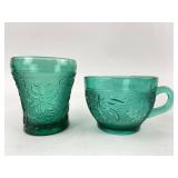 Tiara sandwich pattern Green Glass Plates & Cups W