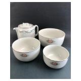 Hallï¿½s Rose White Tea Pot & Bowl Set