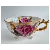 Hand-Painted Rose Lustre Footed Cup