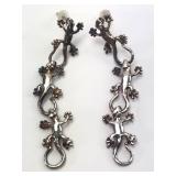 Sterling Gecko Dangle Earrings 925 Marked