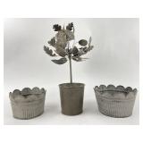 Peacock Park Design Metal Tree & Planters