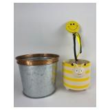 Galvanized & Bumblebee Planters