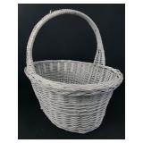 White Wicker Basket With Handle