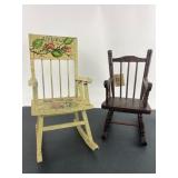 2 Miniature Hand-Painted Rocking Chairs