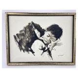 Signed Chinese Woman & Child On Canvas