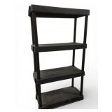 Black Plastic 4-Tier Shelving Unit