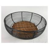 9 Inch Round Metal & Wicker Basket
