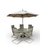 Patio Dining Set W/ Umbrella & 4 Chairs