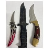 Skull Knife, Frost USA Black Knife & Wood Handle K