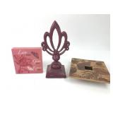 Decorative Plaque, Cast Iron Finial & Leaf Tile