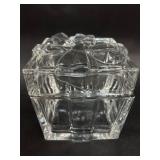 Circleware Clear Glass Gift-Shaped Trinket Box