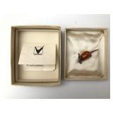 Vessel Amber & Silver Mouse Brooch