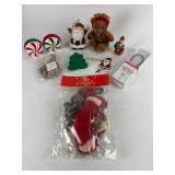 Christmas Lot W/ Peppermint S&P Shakers & Decor