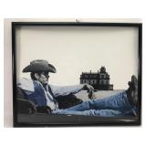 Framed Cowboy Print Photo 20.25 X 16.25