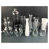 Clear & Milk Glass Vases