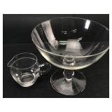 Clear Glass Pedestal Bowl & Creamer Set