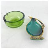 Hand-Painted Enamel & Glass Ashtrays