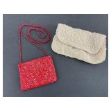 Red & White Beaded Evening Bags