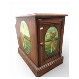Wood Side Table With Golf Scenes