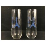 2 Paris Eiffel Tower Glasses