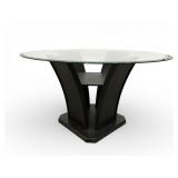 Glass Top Dining Table With Wooden Base