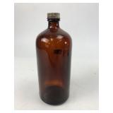 Amber Glass Bottle With Metal Lid