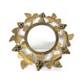 Vintage Spanish Gilt Metal Mirror W/Birds & Grapes