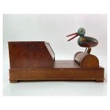Vintage Wooden Cigarette Dispenser W/Bird