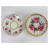 Porcelain Rose Pattern Saucers Set