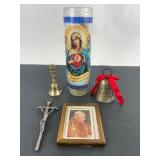 Religious Items Lot W/ Candles & Bells
