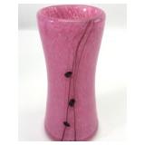 Pink Drip Art Glass Vase 6 1/8 Inches Tall