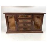 Wooden Jewelry Box With Cane Accents