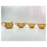 Carnival Glass Creamer, Sugar & Bowl Set