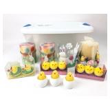 Easter Decor Lot With Chicks & Candles