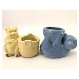 Vtg Bear & Pig Ceramic Succulent Planters